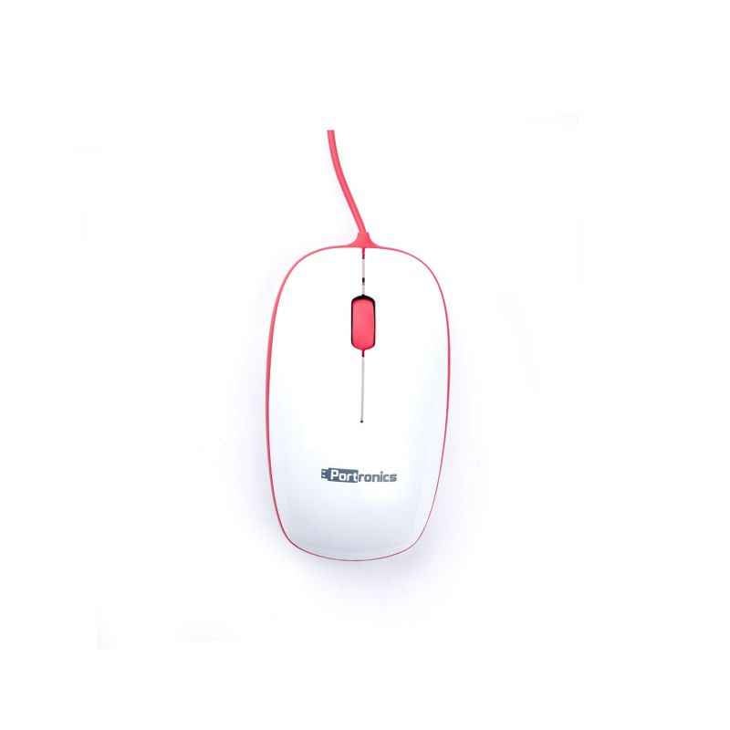 Portronics White-Red Hanger Wired Optical Mouse