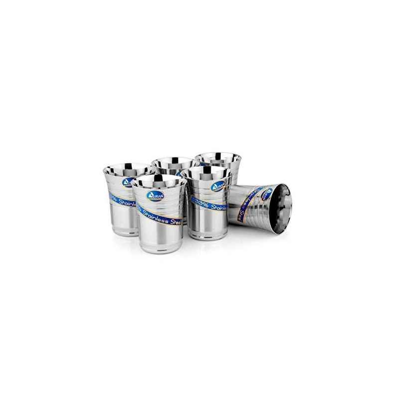 Airan 6 Pieces Stainless Steel Silver Glass Set, AIR1265