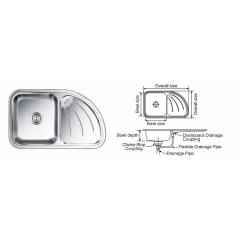 Nirali Ultimo Satin Finish Kitchen Sink With Right Hand Drain Board, Size: 865x532 mm