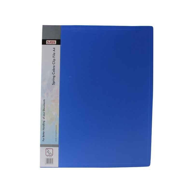 Saya Blue Spring Cobra Clip File A4, Dimensions: 242 x 15 x 305 mm (Pack of 2)