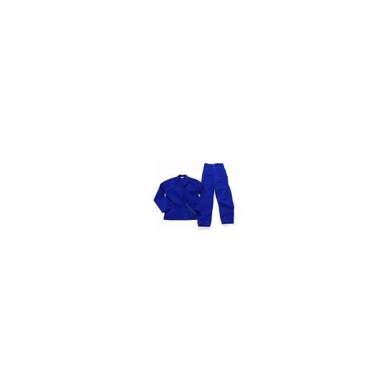 Ishan Navy Blue Cotton Fabric 2 Piece Boiler Suit (Pant-Shirt), 5504, Size: XXL
