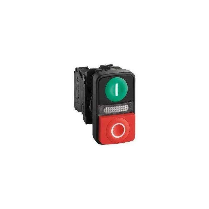 Schneider Electric Harmony 22mm Red & Green Spring Return Type Illuminated Double Headed Rectangle Push Button with Yellow LED, XB5AW84M5N