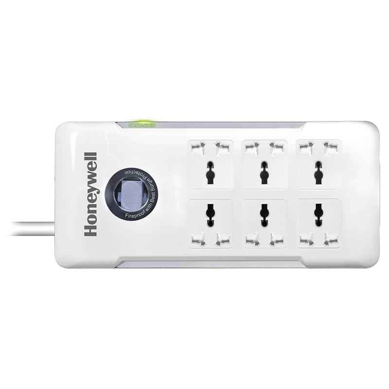 Honeywell 6 Socket White Surge Protector with Master Switch