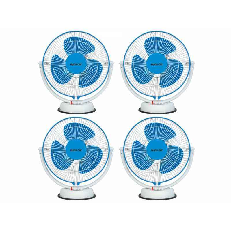 Black Cat 2300rpm A/P 3 Speed Blue & White Table Fans, Sweep: 300 mm (Pack of 4)