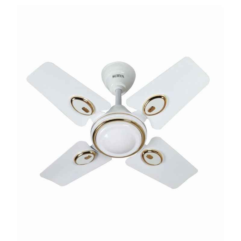 Surya Sparrow-DX 24 Inch White Ceiling Fan, Sweep: 600mm, 68W, 850rpm