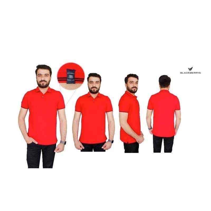 Blackberrys Red Customized T-shirt with Black Tipping & Placket, Size: XL