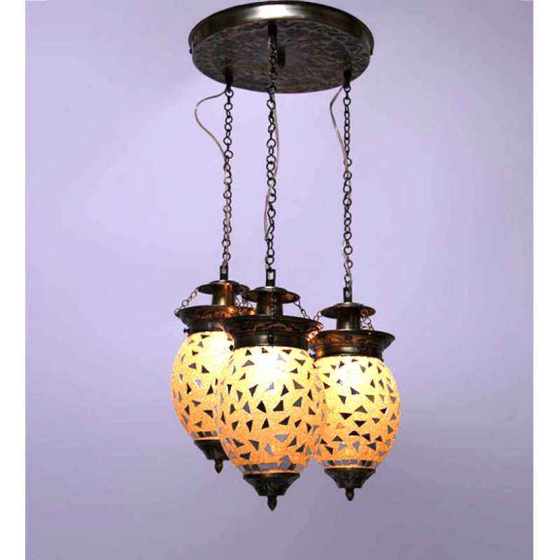 The Brighter Side Silver Mosaic Small Hanging Lamps (Pack of 3)