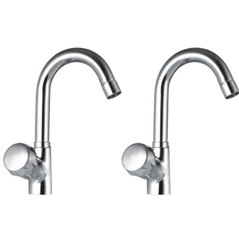 Snowbell Continental Chrome Plated Swan Neck Pillar Taps (Pack of 2)