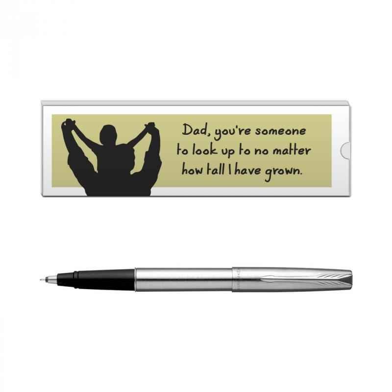 Parker Frontier Stainless Steel CT Roller Ball Pen with Dad Quote-6, 9000020186