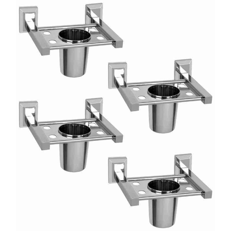 Abyss ABDY-1078 Glossy Finish Stainless Steel Tooth Brush Holder (Pack of 4)