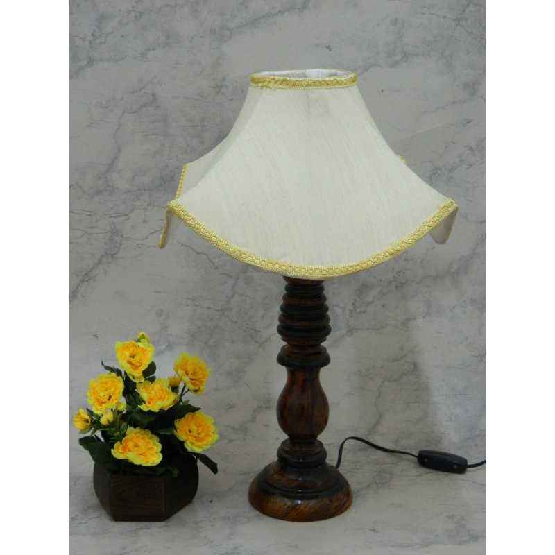 Tucasa Wooden Table Lamp with Off White Designer Shade, LG-836