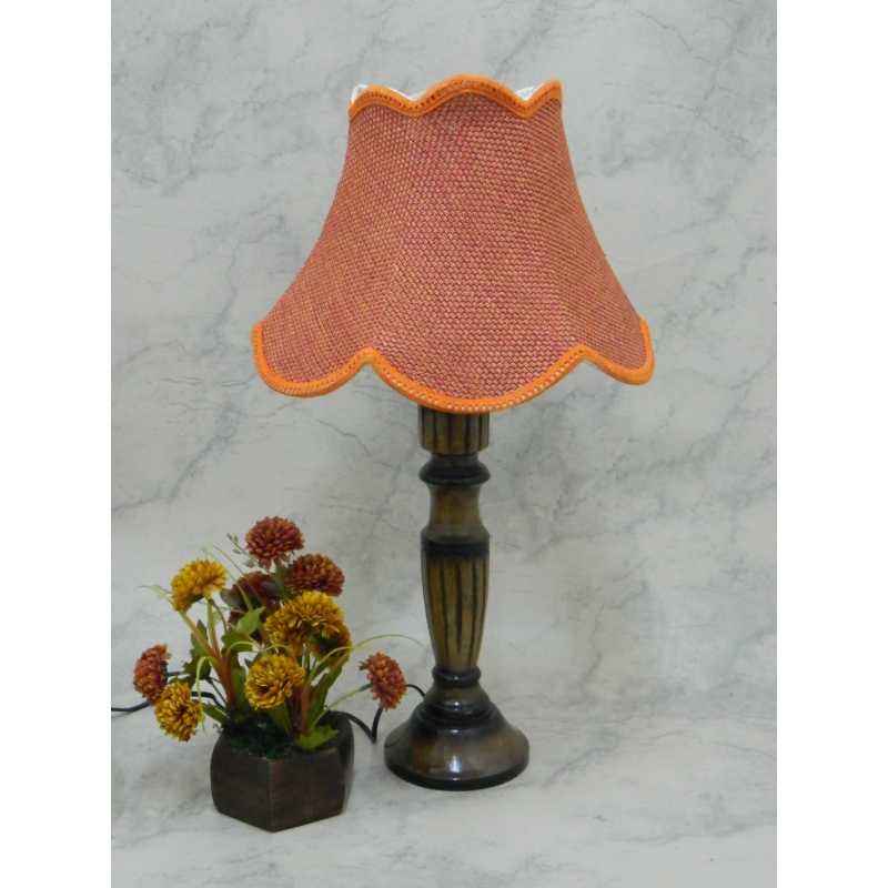Tucasa Unique Wooden Table Lamp with Red Jute Shade, LG-826