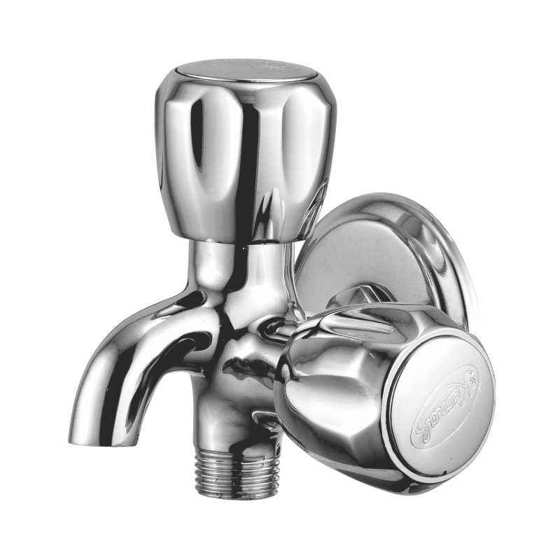 Kamal CRL-3018 Wall Mount Two in One Bib Cock Crystal Twin Elbow Valve Faucet