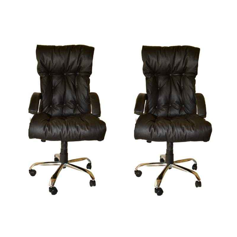 Mezonite High Back Leatherette Black Office Chair, Dimensions: 80x45x60 cm  (Pack of 2)