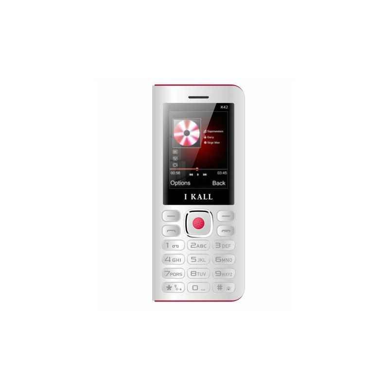 I Kall K42 Red & White Feature Phone with Inbuilt Power Bank