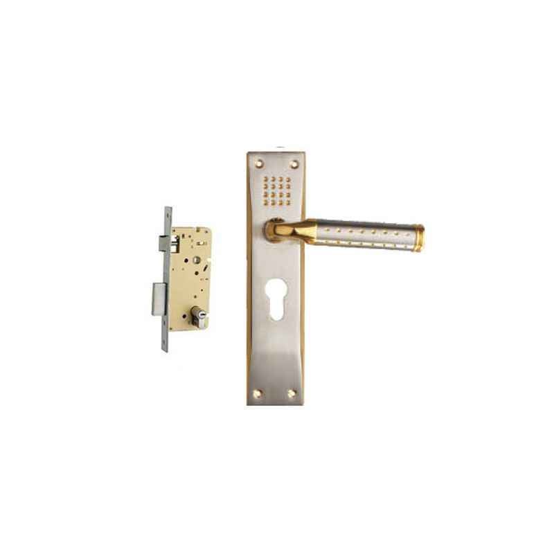 Plaza Platinum Gold Silver Finish Handle with 250mm Pin Cylinder Mortice Lock & 3 Keys