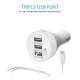 Portronics White 3 USB Port Car Charger with Micro USB Cable, POR334