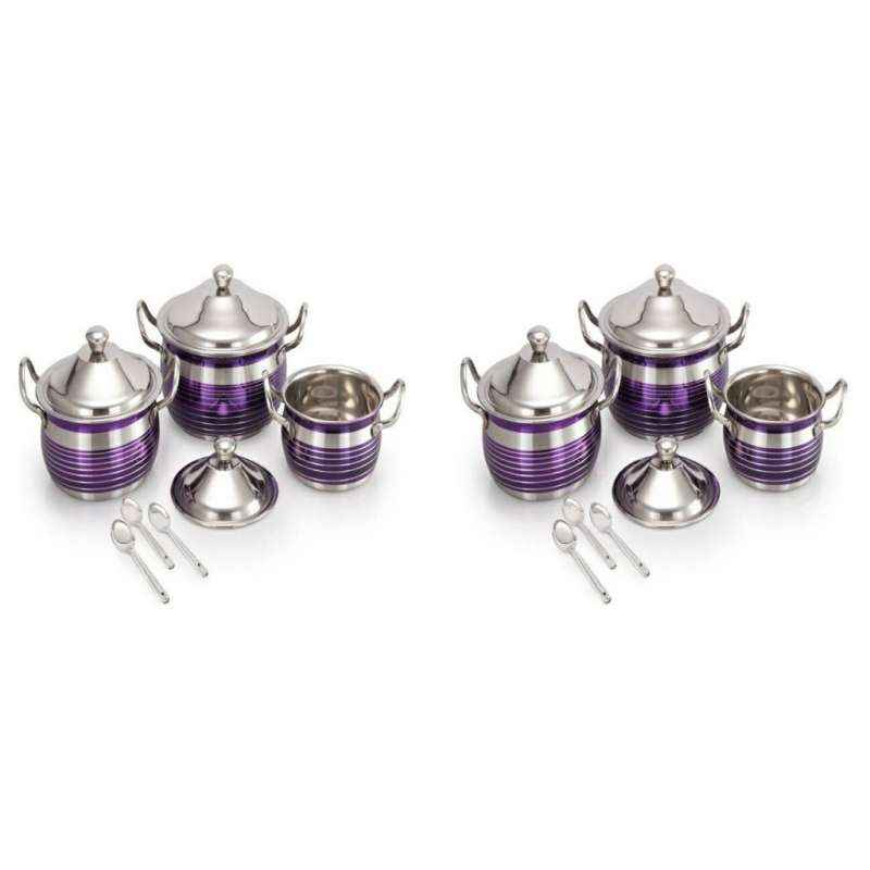 Mahavir 6 Pieces Metallic Purple Cook And Serve Casserole Set