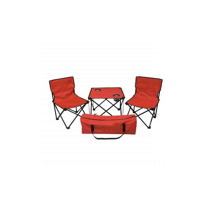 Kawachi K357 Red Outdoor Foldable Table with Two Chair