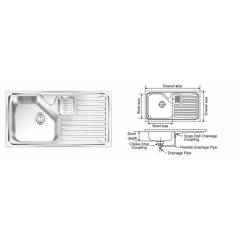 Nirali Trion Elegance Glossy Finish Kitchen Sink, Size: 915x510 mm