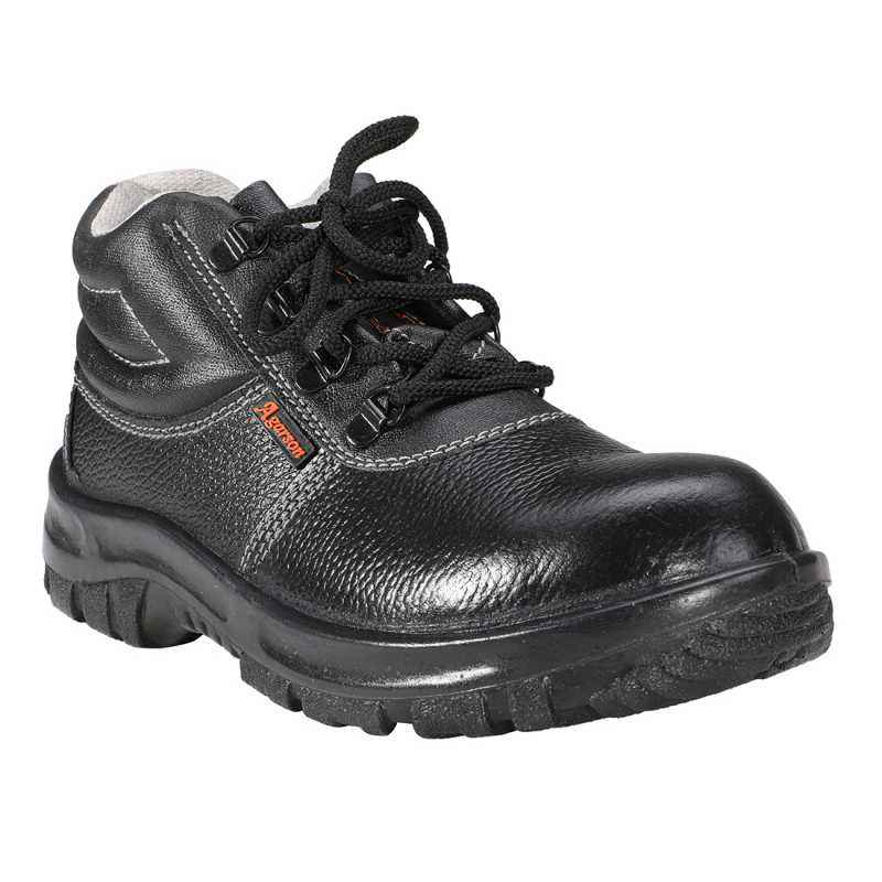 Agarson Rockford Steel Toe Black Work Safety Shoes, Size: 7