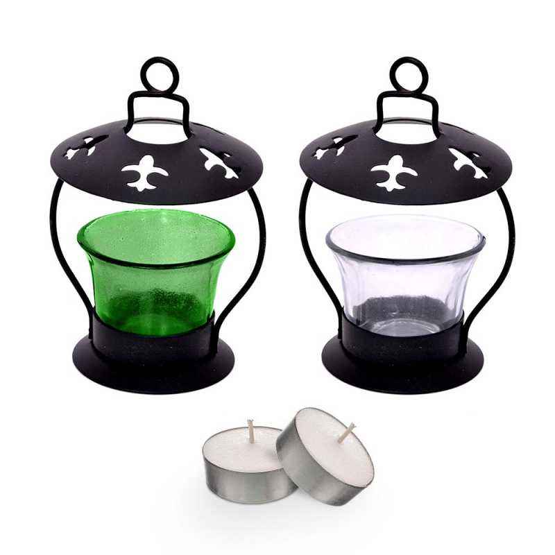 Dizionario VH35 Green & White Votive Tea Light Candle Holder (Pack of 2)