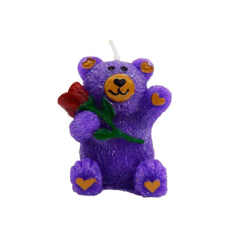 Dizionario VH45 Purple Wax Colorful Rose Teddy Shaped Candle