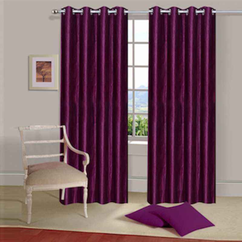 IWS Purple Designer Collection Polyester Eyelet Door Curtain Set, CT1059