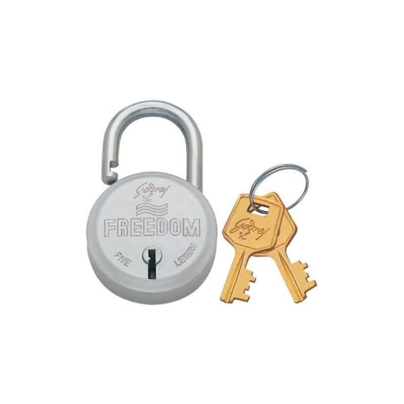Godrej Freedom 5 Levers Brass & SS Padlock (2 Keys), 3064