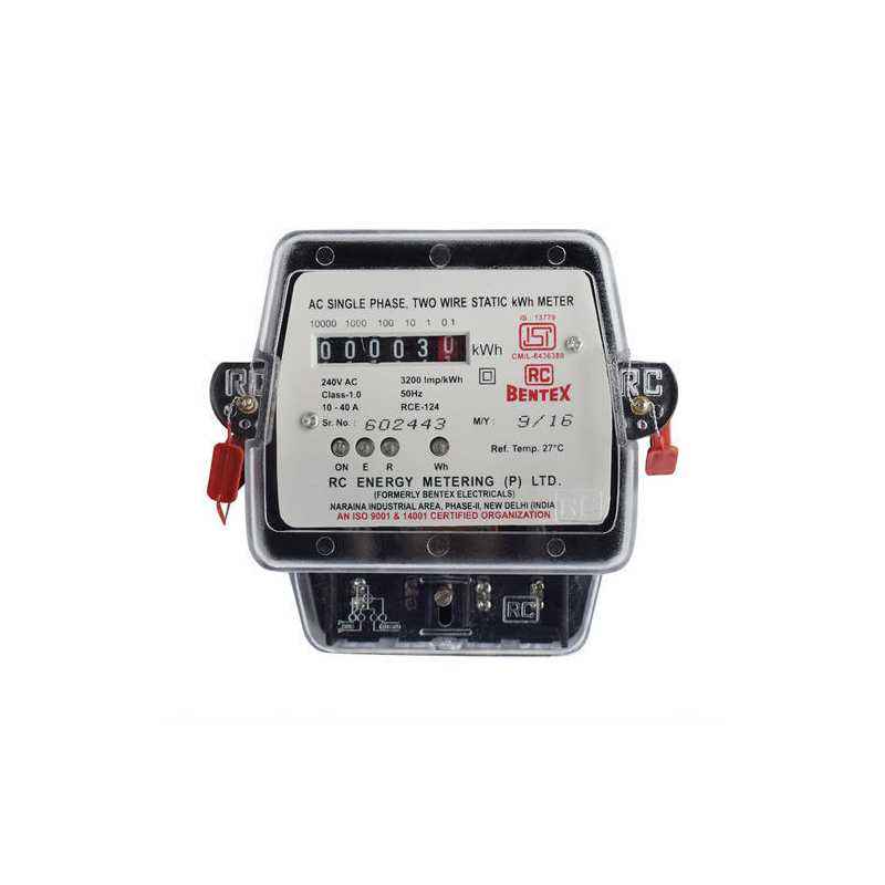 RC Bentex 10-60 A AC Single Phase Two Wire Static Energy Meter with Counter Display