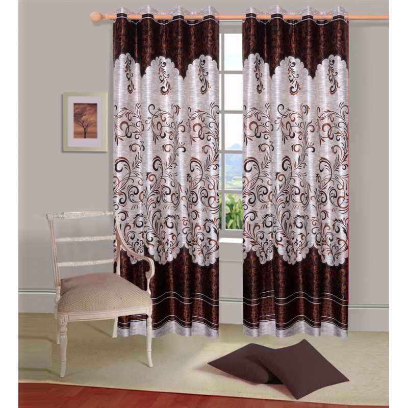 IWS Brown Designer Collection Polyester Eyelet Door Curtain Set, CTD1722