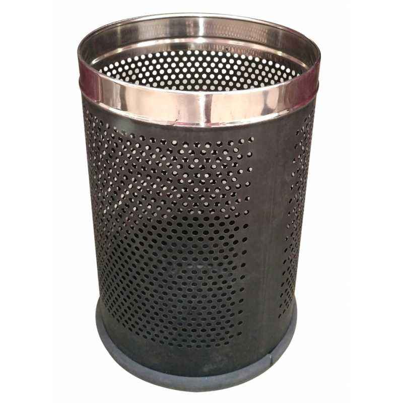 SBS 60 Litre Steel Black Powder Coated Perforated Bin, Size: 305x711 mm