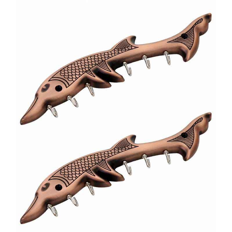 Abyss ABDY-0937 Copper Finish Stainless Steel Antique Dolphin Design Hooks (Pack of 2)