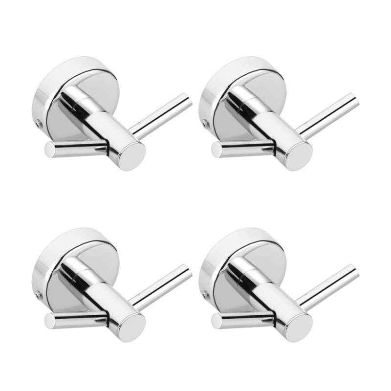 Abyss ABDY-1625 Chrome Finish Stainless Steel Robe Hook/Twin Hook (Pack of 4)