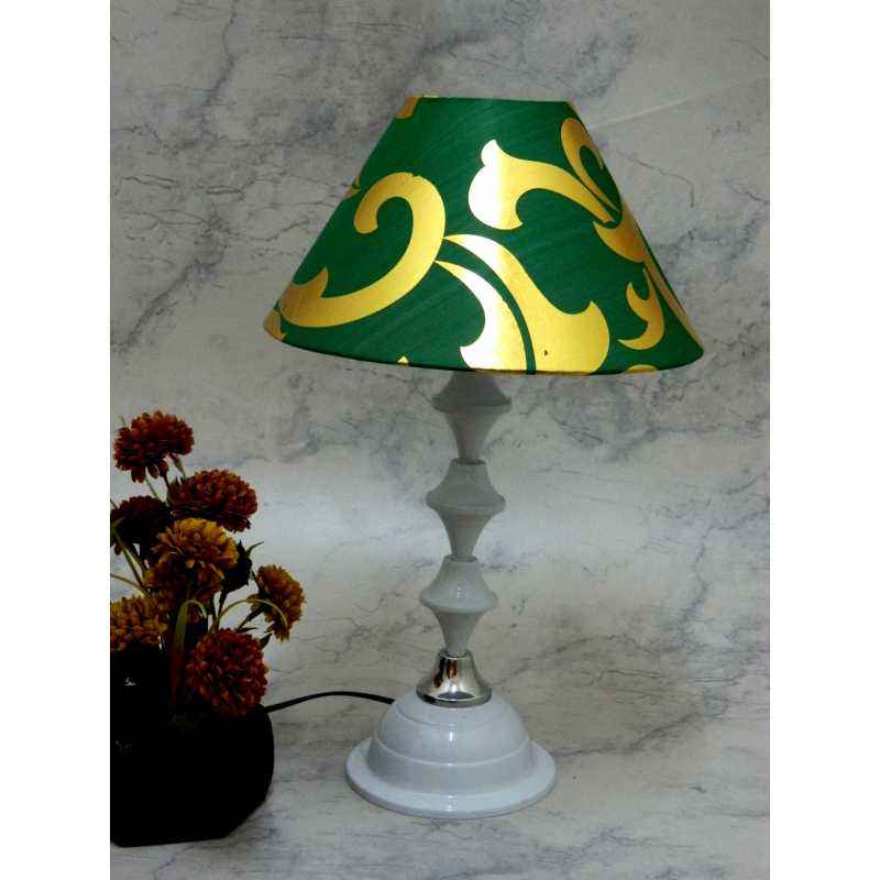 Tucasa Classic White Lamp with Green & Golden Shade, LG-732