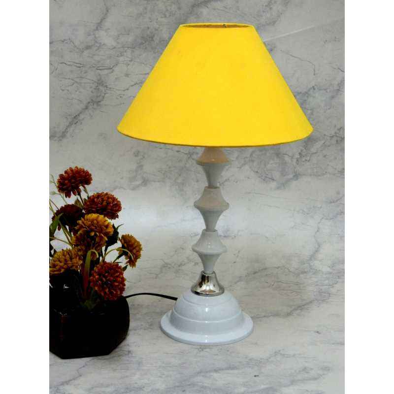 Tucasa Classic White Lamp with Yellow Shade, LG-722