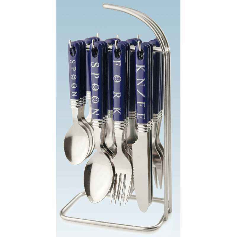 Elegante 24 Pieces Zodiac Blue Stainless Steel & Plastic Cutlery Set, SL-104B