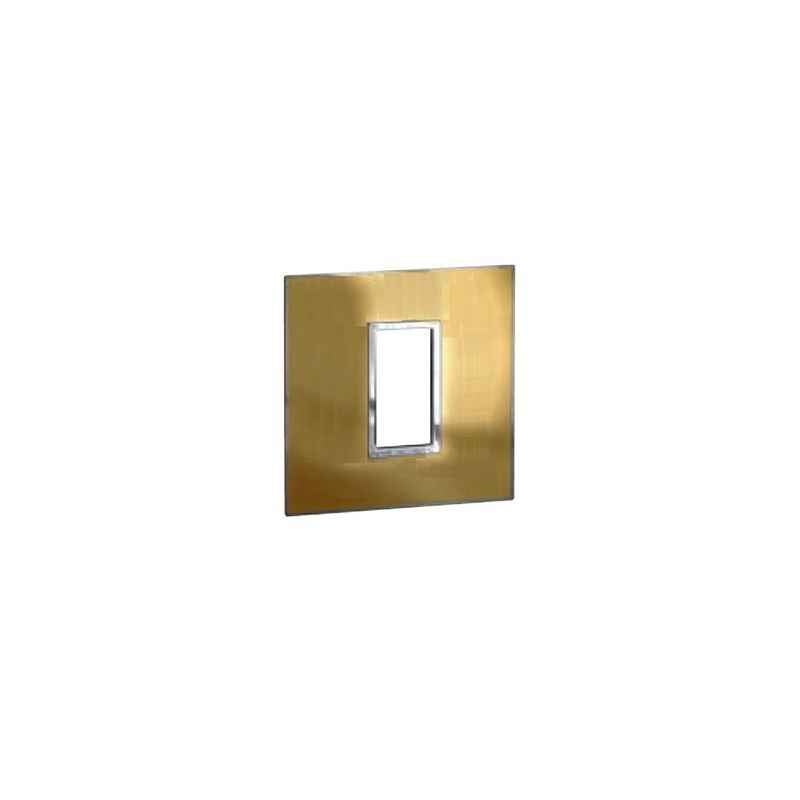 Legrand Arteor 1 Module Gold Brass Finish Square Cover Plate With Frame, 5762 90