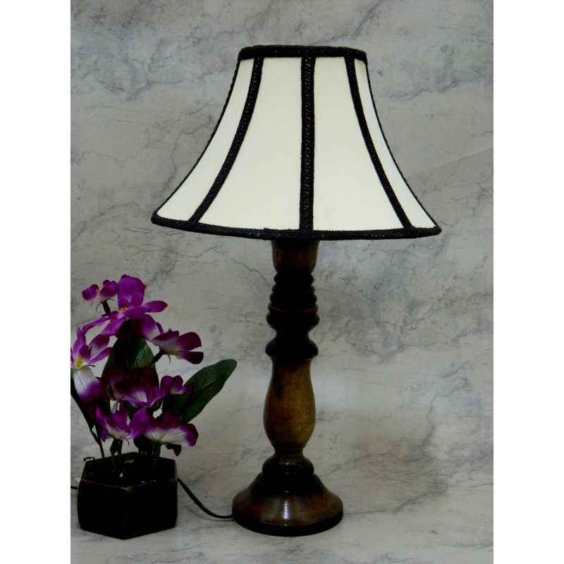 Tucasa Classic Wooden Table Lamp with Tripe Shade, LG-772