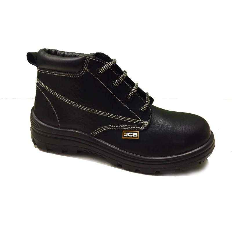 JCB Heatmax Leather Steel Toe Black Work Safety Shoes, Size: 11