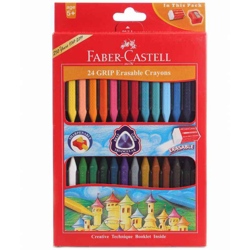 Faber-Castell Grip Erasable Crayon Set, 122924 (Pack of 24)