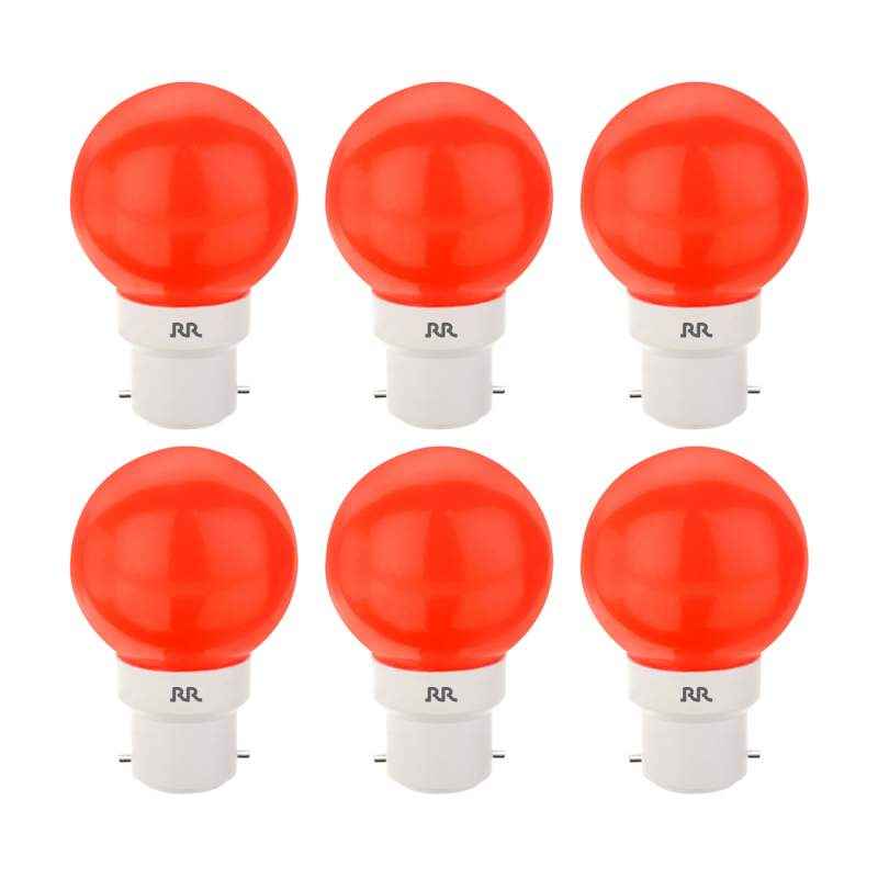 RR Avidite 0.5W B-22 Red LED Lamp, RRLRL051003 (Pack of 6)