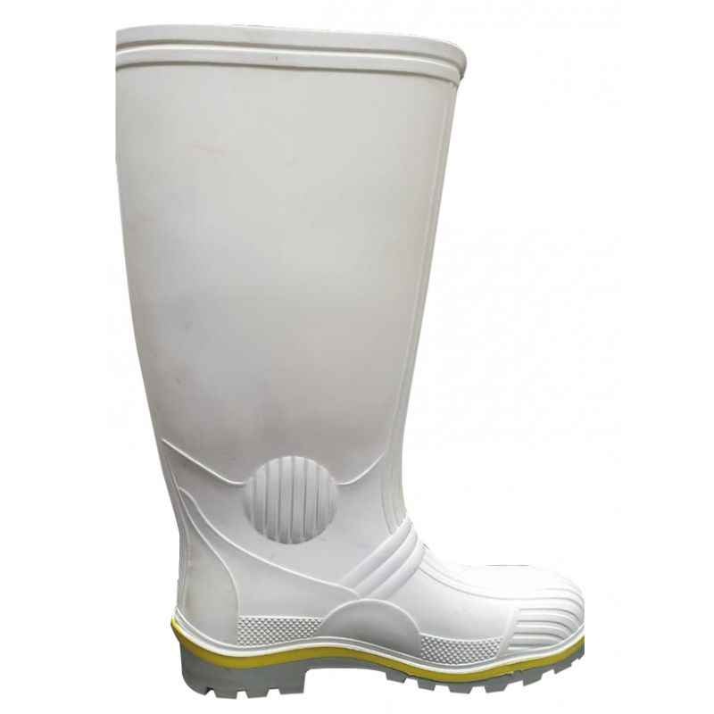 Fortune Click 15 Inch White Plain Toe Safety Work Gumboots, Size: 10 (Pack of 5)