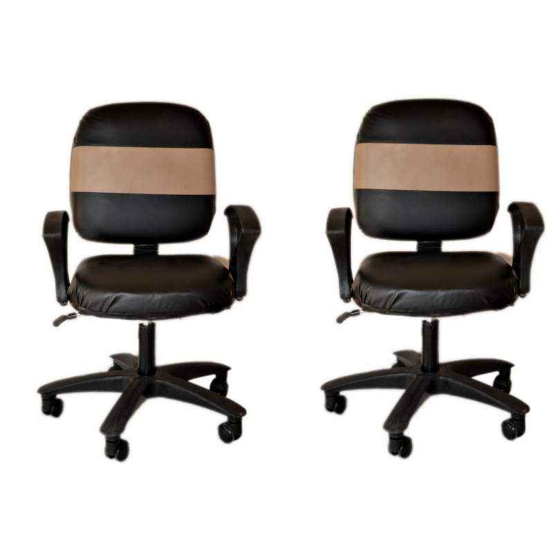 Mezonite Black Low Back Leatherette Office Chair (Pack of 2)