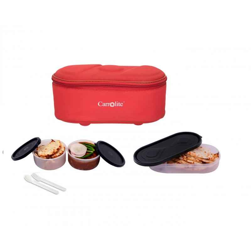 Carrolite 650ml Red & Black Plastic Lunchbox, Black_P-09