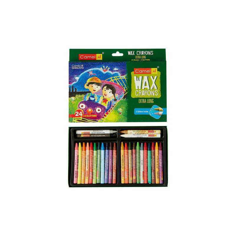 Camlin 24 Shade Extra Long Wax Crayons, 4522552