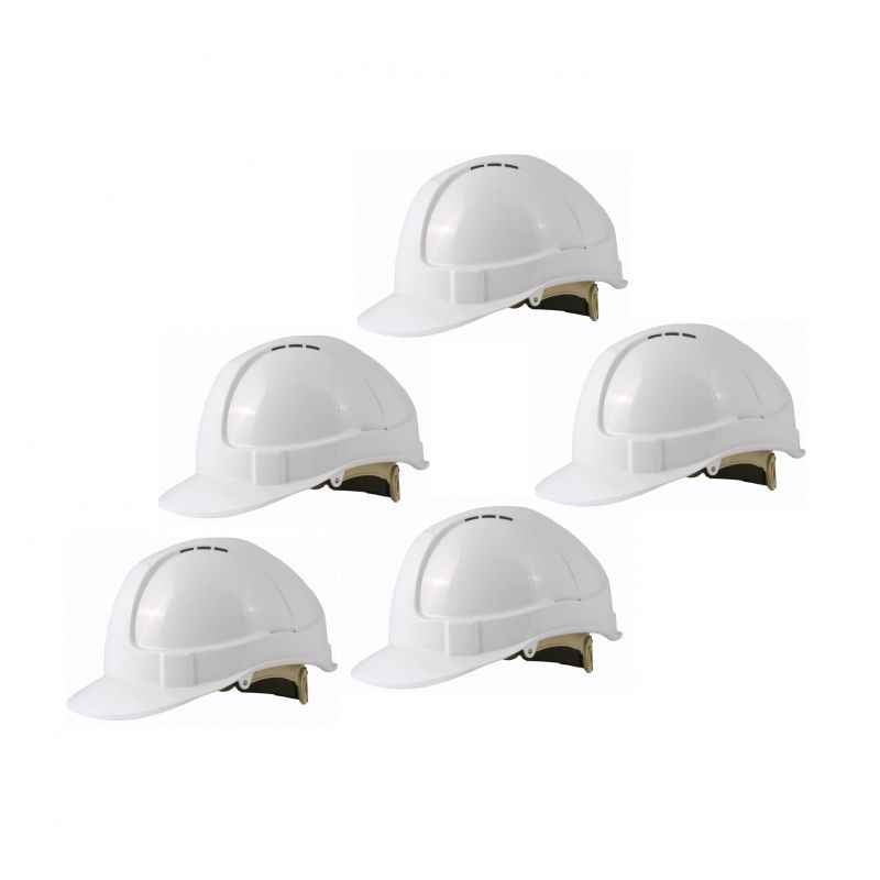 Asian Loto Nape Strap White Safety Helmets, ALC-SHNS-W (Pack of 5)