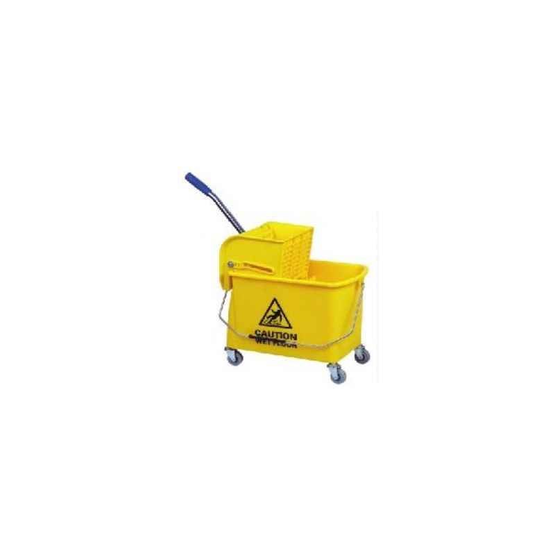 Amsse SB1004 Single Bucket with Partition 10+10 ltrs Wringer Trolley With Down Press Wringer