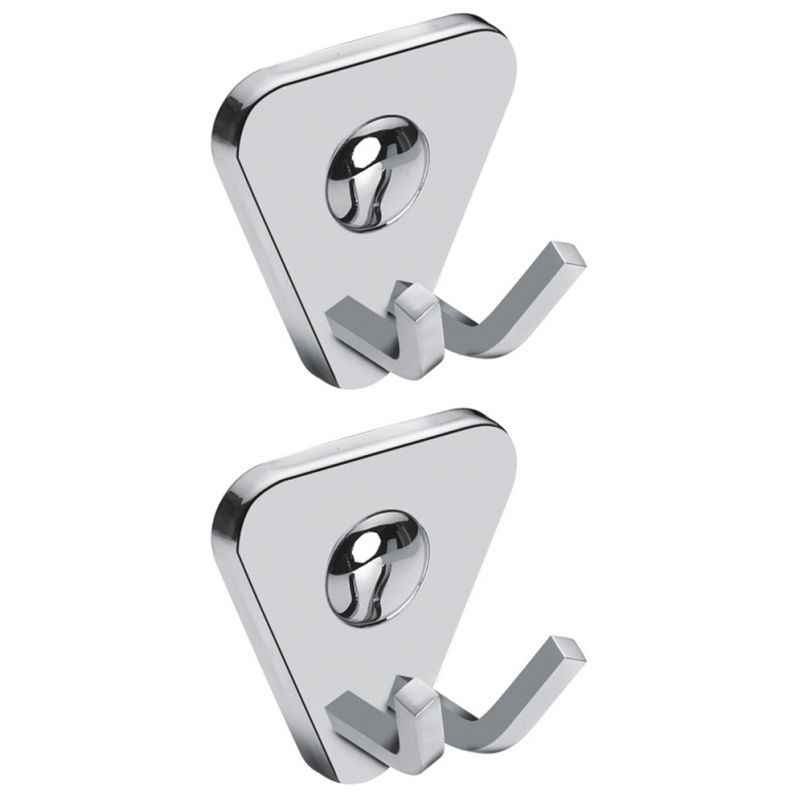 Abyss ABDY-0813 Glossy Finish Stainless Steel Sivm Star Robe Hook (Pack of 2)