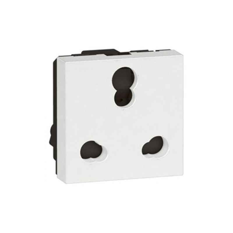 Legrand Arteor 6A 2/3 Pin Square White Universal Indian Standard Socket Shuttered, 5734 70